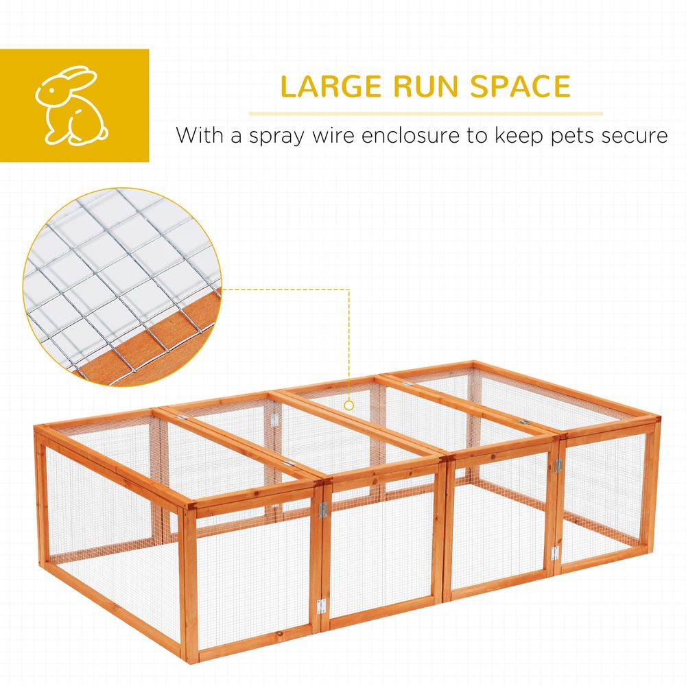 6ft Outdoor Wooden Rabbit Hutch Cage with Wire Mesh Safety Run and Play Space