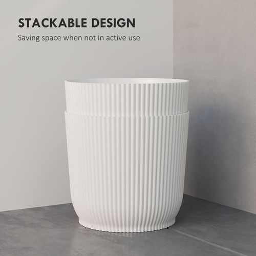 Set of 2 Round Plant Pots Outdoor 22cm for Garden, White
