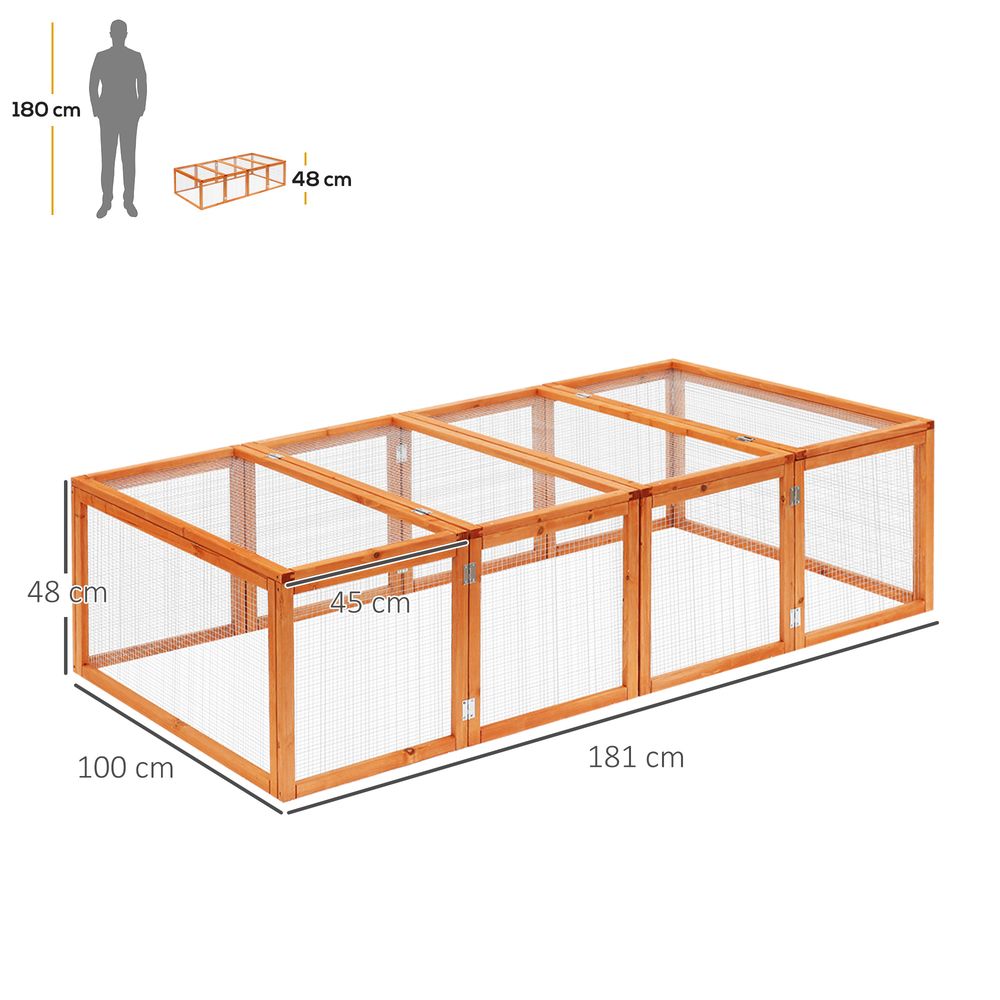 6ft Outdoor Wooden Rabbit Hutch Cage with Wire Mesh Safety Run and Play Space
