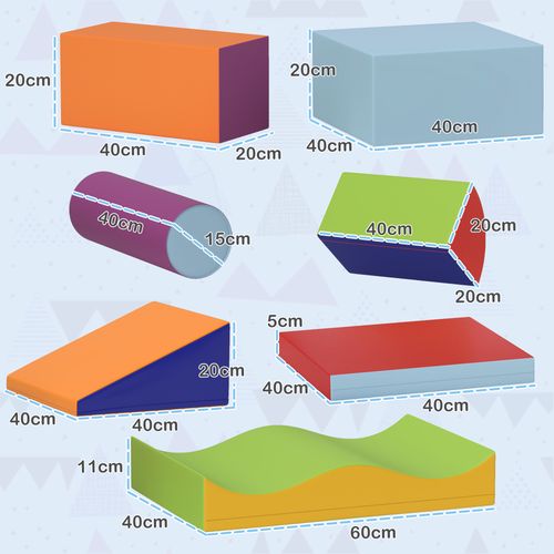 7 Pcs Kids Soft Foam Puzzle Play Blocks Set Learning Toy Blue