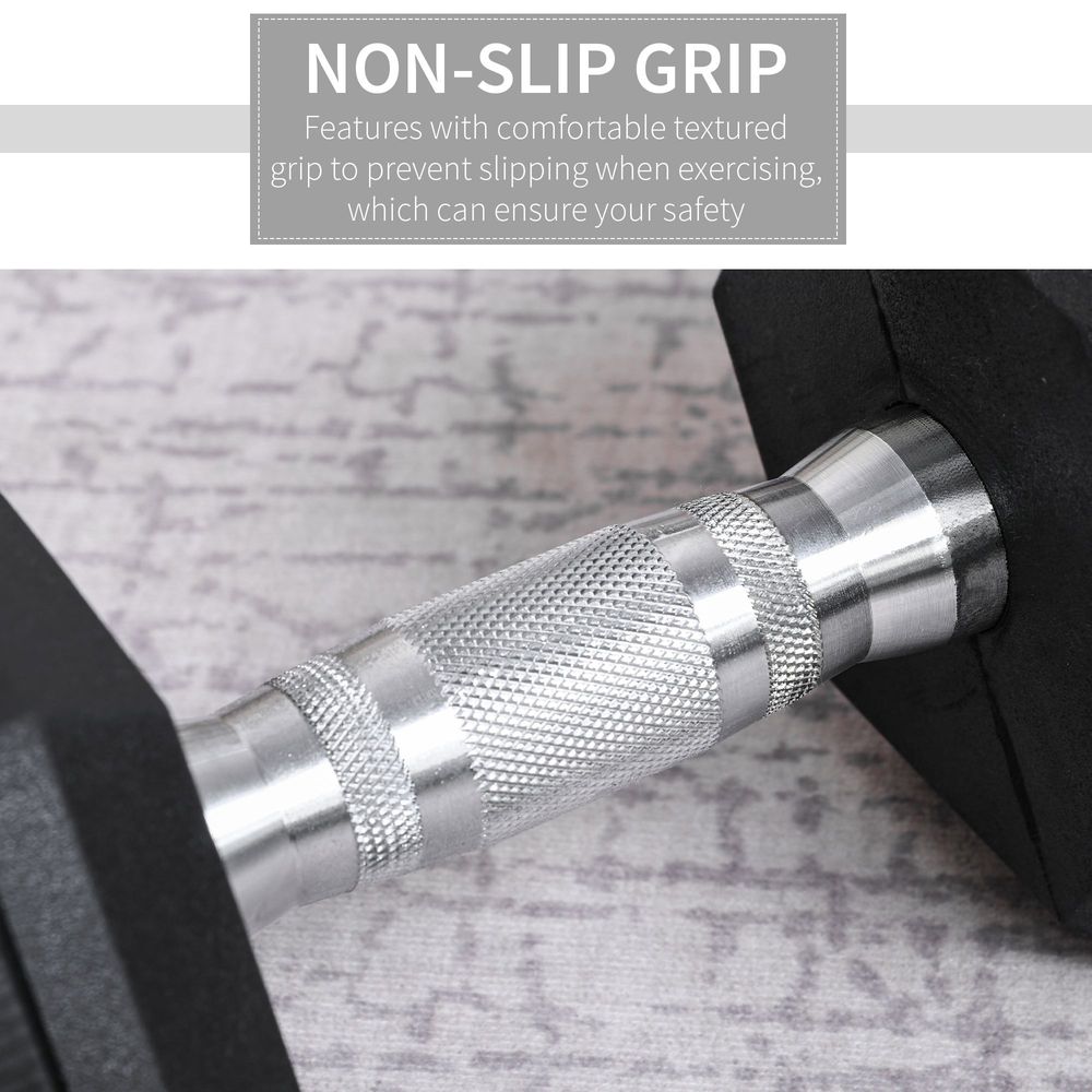 17.5KG Rubber Hex Dumbbell - Portable Hand Weights for Home Gym