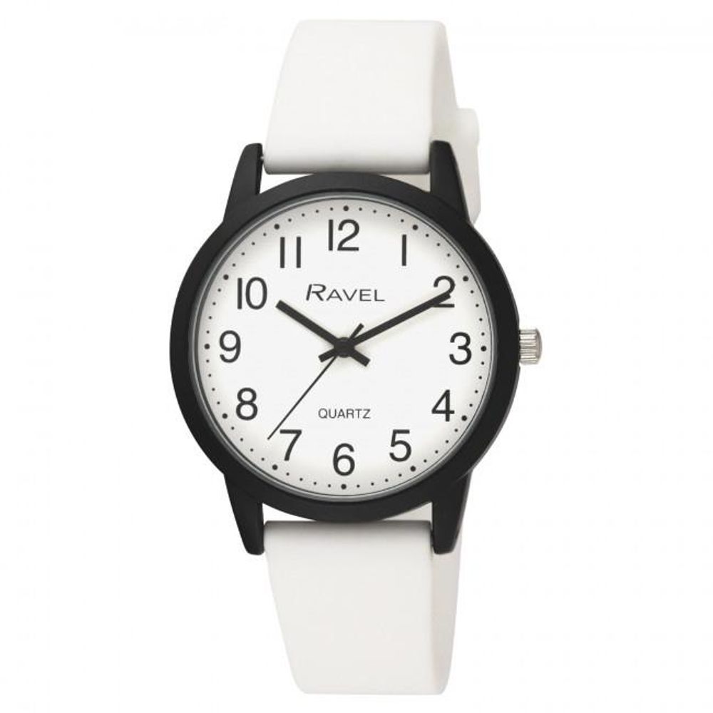 Bold Men's White Dial Silicone Watch - Sporty & Elegant