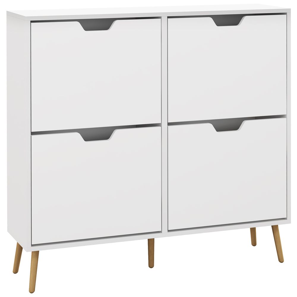 Shoe Storage Cabinet with 4 Flip Drawers for 16 Pairs of Shoes, White