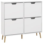 Shoe Storage Cabinet with 4 Flip Drawers for 16 Pairs of Shoes, White