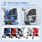 Dog Stroller Rain Cover w/ Rear Entry, Cover, for Dog Pram
