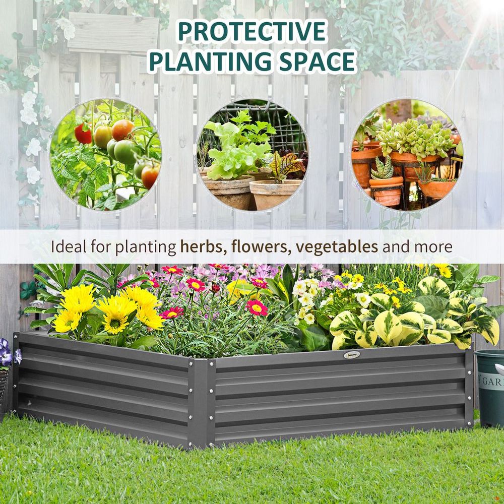 Raised Garden Bed - Metal Planter - Light Grey