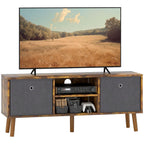 Modern TV Cabinet Stand w/ Shelves & Drawers, Bedroom Rustic Brown