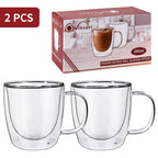 VITRUM Double Wall Glasses - Ideal for Coffee, Tea & More - Set of 2 - Durable & Elegant Design