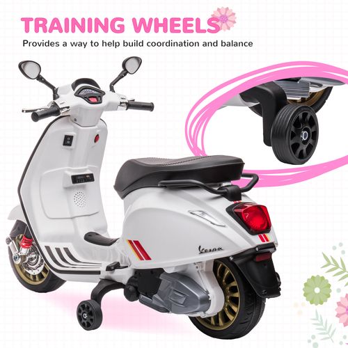 Vespa Licensed 12V Kids Electric Motorbike w/ 2 Training Wheels