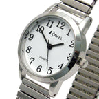 Ladies Bold Number White Dial Expander Bracelet Watch with Bracelet Details