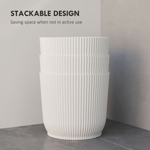 Set of 3 Round Plant Pots Outdoor 22cm for Garden, White