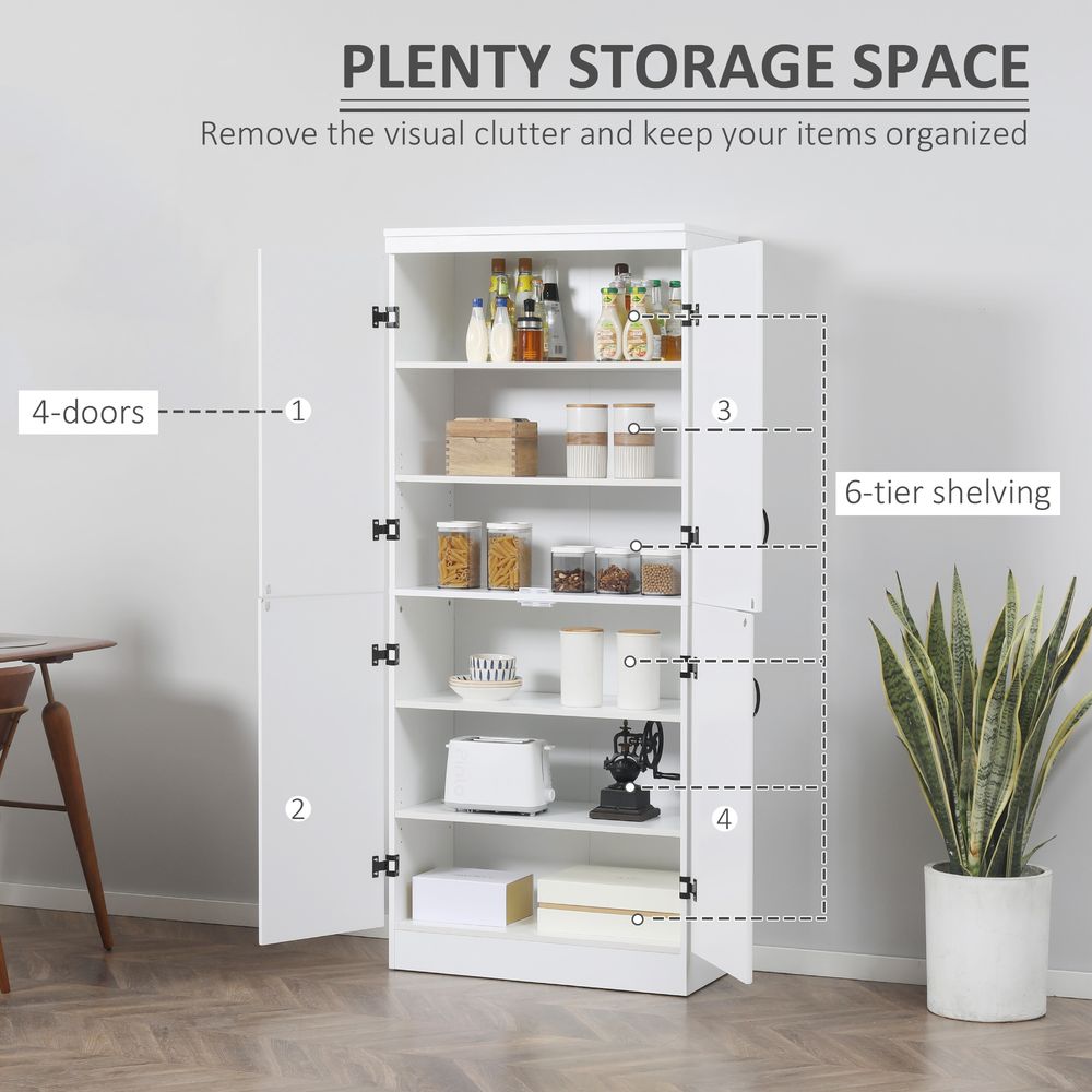 4-Door Kitchen Cabinet - White - Modern Design - Ample Storage