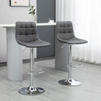 Adjustable Bar Stool Set of 2 - Grey, Swivel with Footrest