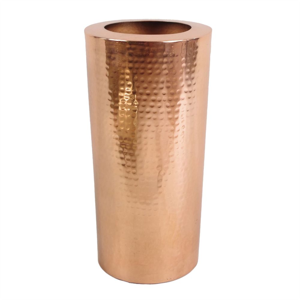 Handcrafted Leaf Metal Vase - 15x30cm - Antique Copper - Rustic Finish