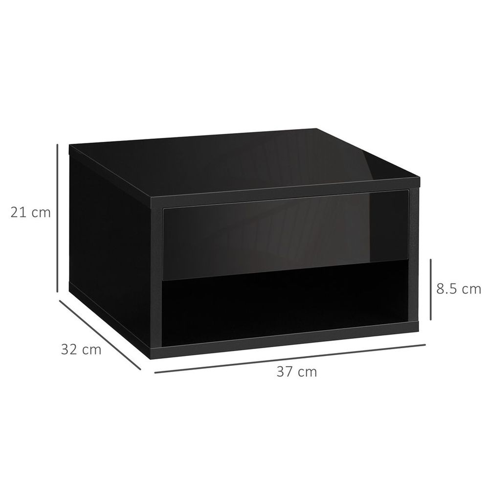 Wall-Mounted Nightstand Set - 2x Drawer, Black - Reliable Quality
