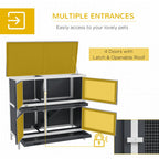 Double Decker Rabbit Hutch Bunny Cage, Grey - Outdoor Pet House with Tray, Easy Access, Durable Design