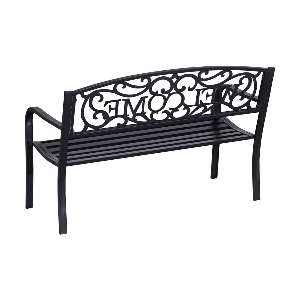 2-Seater Bench - Durable Steel Frame - Ideal for Gardens and Patios - Relax and Enjoy the Outdoors - Black