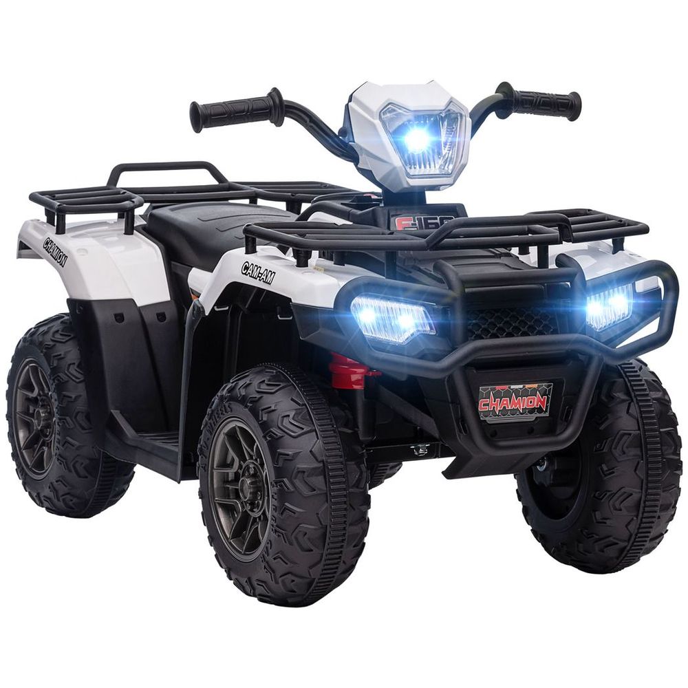 12V Electric Quad Bike for Kids - LED Lights, Music - White