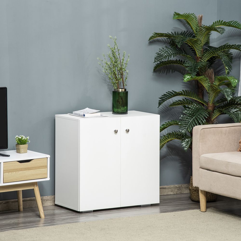 Storage Cabinet w/Two Shelves Wooden Sideboard Freestanding Kitchen Cupboard Bookcase - White