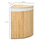 55L Bamboo Corner Laundry Hamper Bamboo Laundry Basket 38x38x57cm