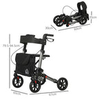 4 Wheel Rollator Walker, Adjustable Mobility Walker with Bag, Silver