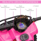 Kids Ride-On ATV with Music - Pink, 18 to 36 Months