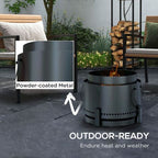 37cm Smokeless Wood Burning Firepit Metal Fire Pit, Black