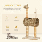 Cat Tree for Indoor Cats Cute Giraffe Kitten Play Tower w/Scratching Posts, Tunnel, Toy Ball, 48.5 x 34.5 x 101cm - Beige