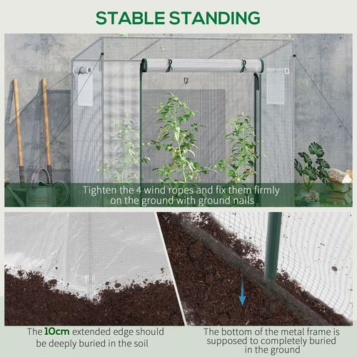 Walk-in Garden Greenhouse - Steel Frame, Roll Up Door, Weatherproof, Portable - 200x76x168cm