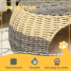 Wicker Cat House, Rattan Raised Cat Bed, Comfy Cushion - 40x30cm