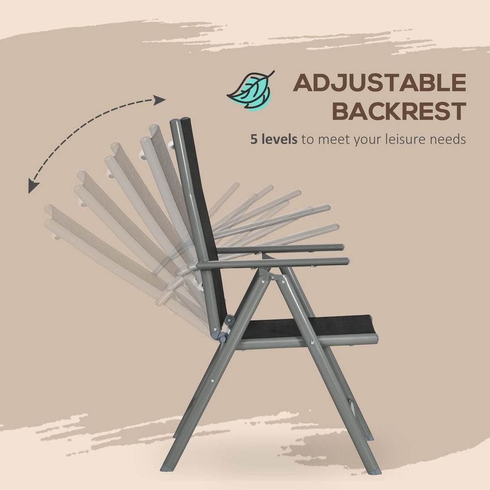 7pc Outdoor Dining Set - Folding Chairs, Aluminum Table - Patio Furniture