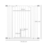 Extra Tall Dog Gate with Cat Door Auto Close for Stairs 74-101 cm Wide