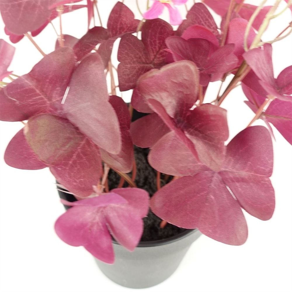 Realistic Purple Shamrock Pink Flowers Potted - Artificial Plant - 30cm Height