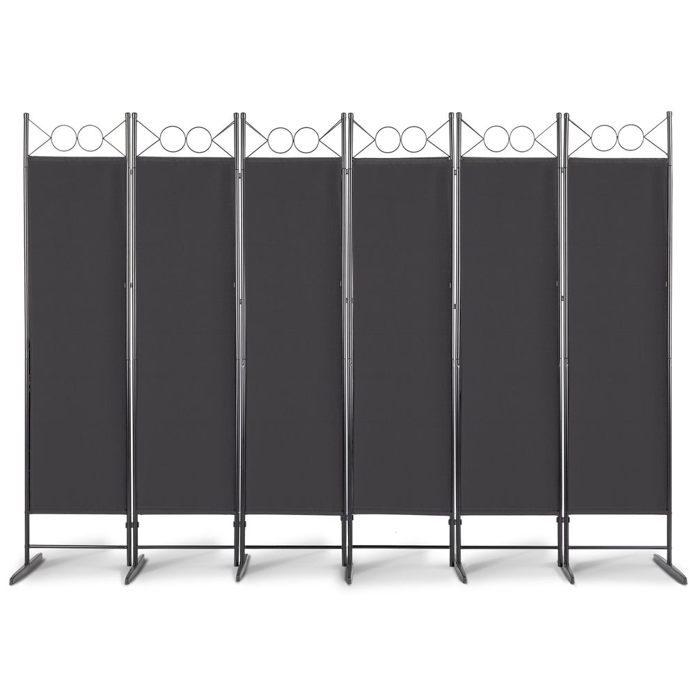 Steel Frame Folding Screen - Black, 6 Panels