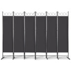 Steel Frame Folding Screen - Black, 6 Panels