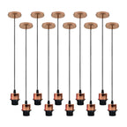 Industrial Rose Gold Pendant Light - 10 Pack, E27 Lamp Holder, Addable Lampshade