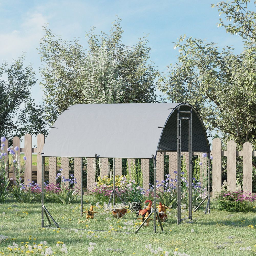 Walk In Chicken Run Galvanised Chicken Coop Hen Poultry House Cage Rabbit Hutch Pet Playpen Garden with Water-Resist Cover, 2.8 x 1.9 x 2m