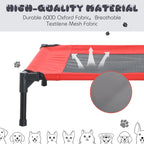 Elevated Pet Bed Portable Camping Raised Dog Bed w/ Metal Frame Black and Red (Small)