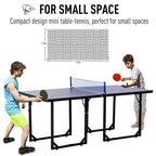 6ft 182cm Mini Table Tennis Table Folding Ping Pong Table with Net Multi-Use Table for Indoor Outdoor Game, Blue