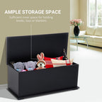 Wooden Storage Box Clothes Toy Chest Bench Seat Ottoman Bedding Blanket Trunk Container with Lid - Black