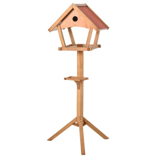 Wooden Bird Table Freestanding Feeding Station for Garden Outside 139H cm Natural