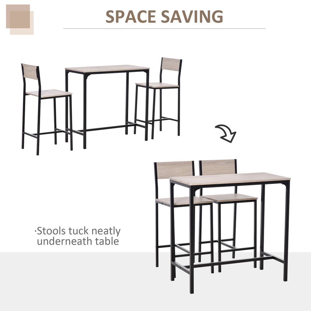Metal Frame MDF Top Table & Bar Stool Set - Sleek Black Design