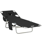 Patio Foldable Sun Lounger 5 Level Adjustable Reclining Chair Black
