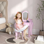 Kids Dressing Table Cloud Design with Mirror Stool Drawer Storage Boxes