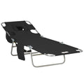 Patio Foldable Sun Lounger 5 Level Adjustable Reclining Chair Black
