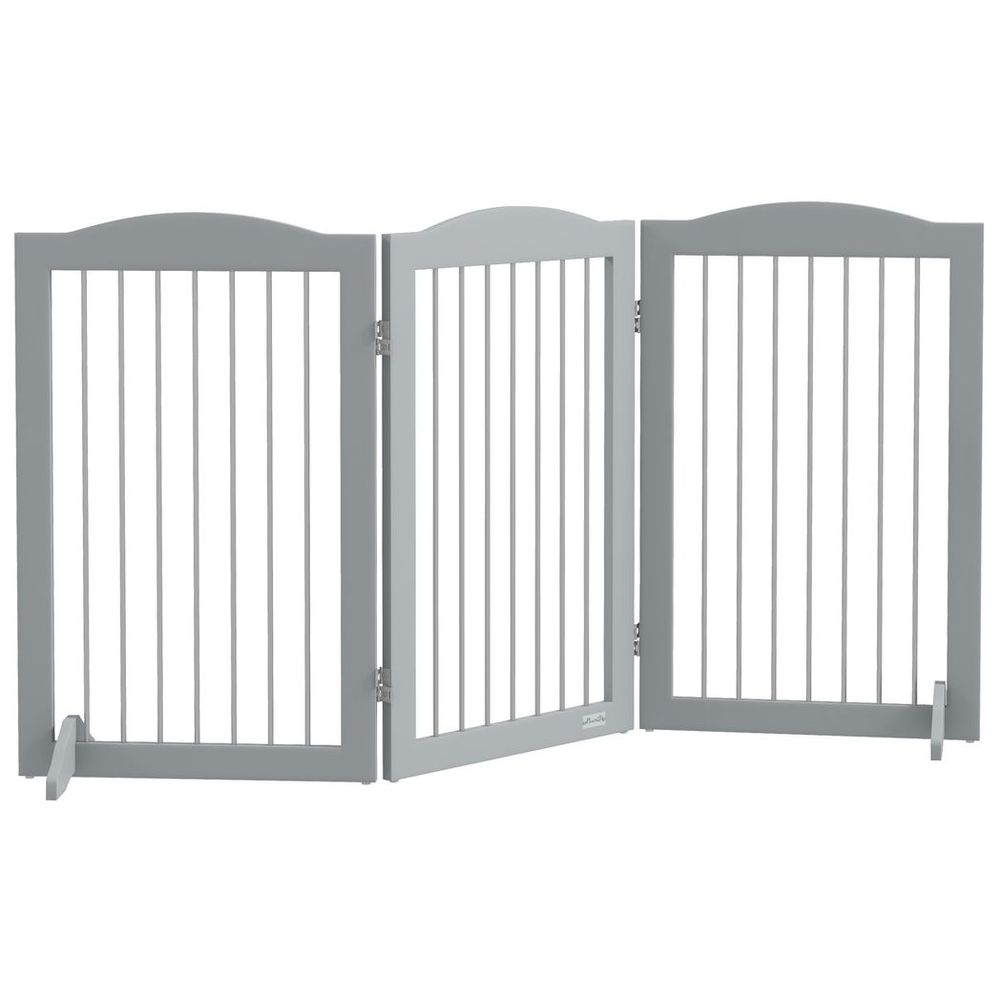 Dog Gate - Foldable & Freestanding - Grey
