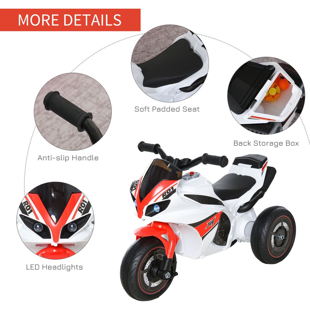 Kids Ride-On Bike 3-Wheel Vehicle w/ Music Lights 18-36 Mths
