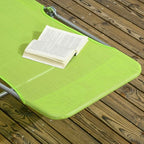 2 Piece Folding Sun Loungers with Adjustable Backrest, Pillow, Green