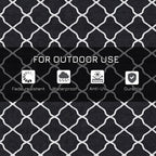 182x274cm Reversible Waterproof Outdoor Rug w/ Carry Bag - Ideal for Camping, Picnics, Festivals - Durable & Water-Resistant - Black