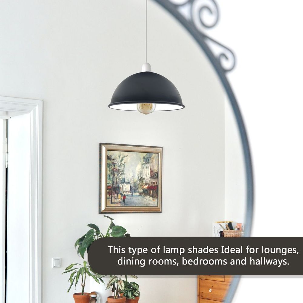 Vintage Industrial Easy Fit Dome Shaped Lamp Shade Ceiling, Pendant, Wall Light Metal E27 Light Fitting 60W in Metal